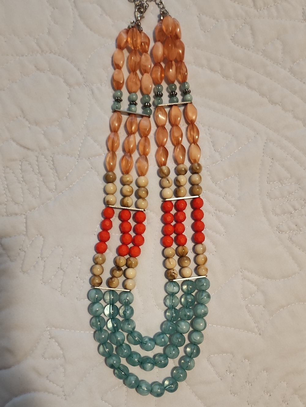 Triple Strand Beaded Statement Necklace
